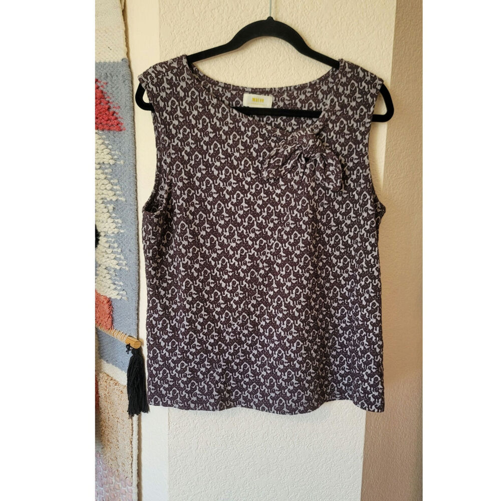 Anthropologie Cat Print Jacquard Blouse by Maeve, sz Large